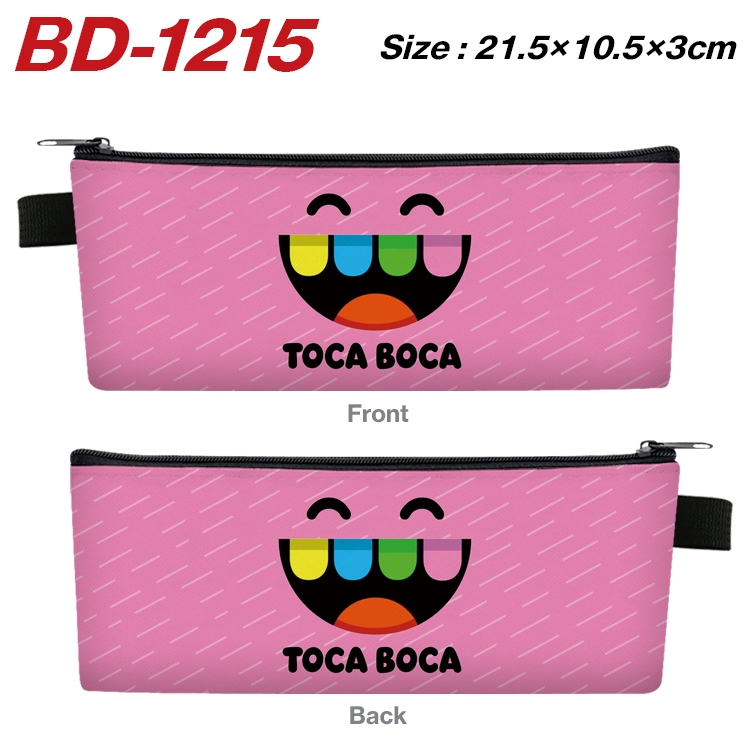 toca life world Anime Peripheral PU Leather Zipper Pencil Case Stationery Box 21.5X10.5X3CM BD-1215