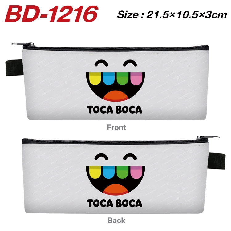 toca life world Anime Peripheral PU Leather Zipper Pencil Case Stationery Box 21.5X10.5X3CM BD-1216