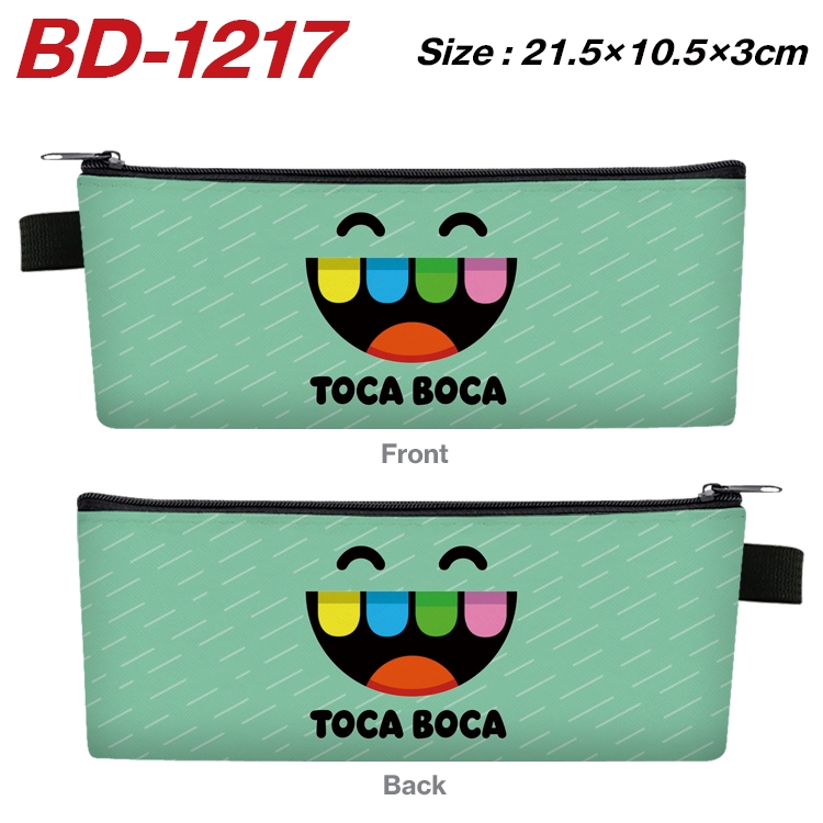 toca life world Anime Peripheral PU Leather Zipper Pencil Case Stationery Box 21.5X10.5X3CM BD-1217