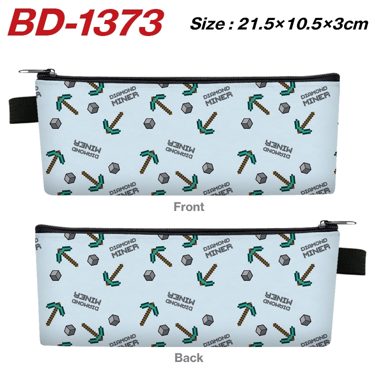 Minecraft Anime Peripheral PU Leather Zipper Pencil Case Stationery Box 21.5X10.5X3CM BD-1373