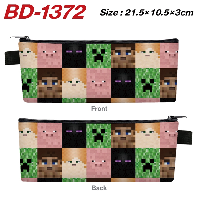 Minecraft Anime Peripheral PU Leather Zipper Pencil Case Stationery Box 21.5X10.5X3CM BD-1372