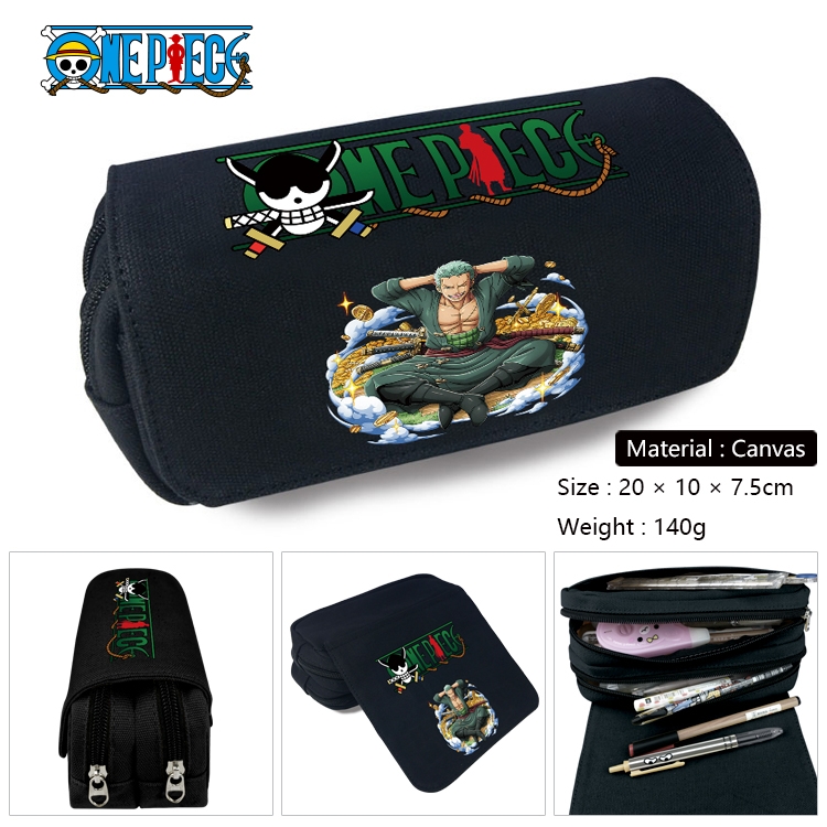 One Piece Anime Multifunctional Canvas Cosmetic Bag Pen Case Stationery Box 20x10x7.5cm