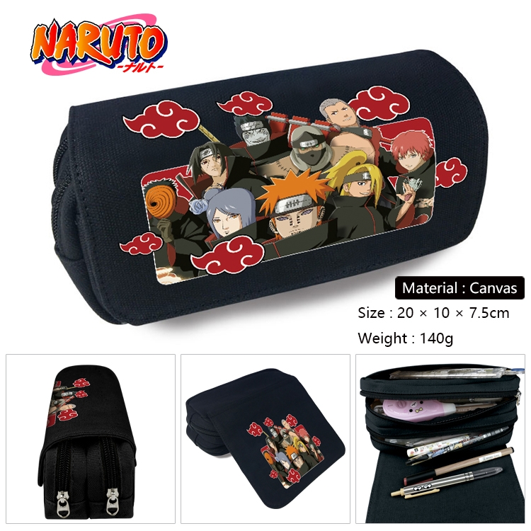 Naruto Anime Multifunctional Canvas Cosmetic Bag Pen Case Stationery Box 20x10x7.5cm