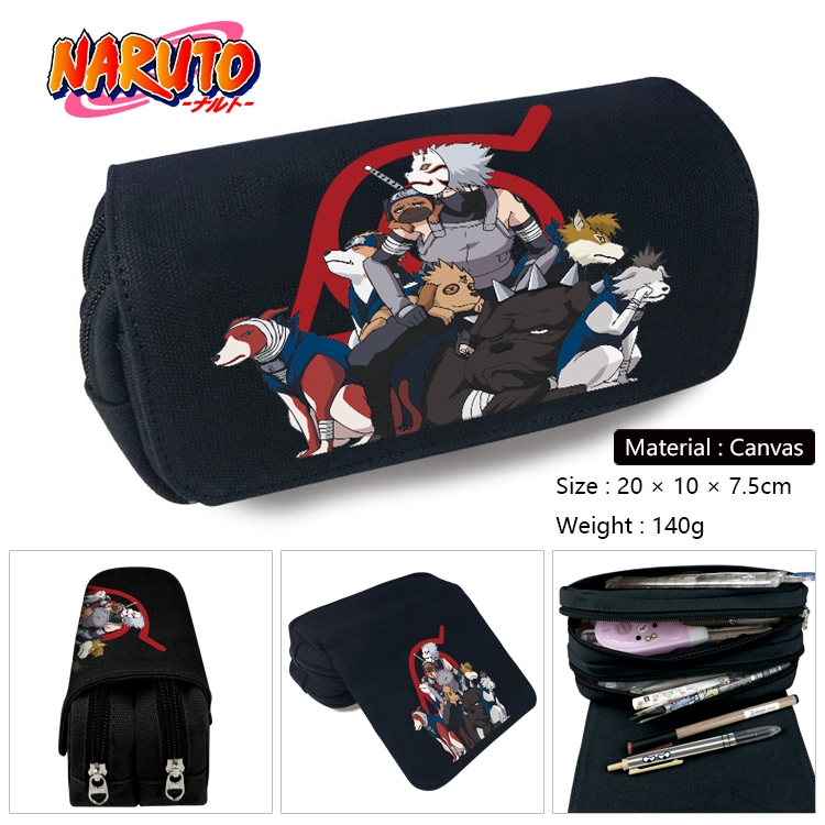Naruto Anime Multifunctional Canvas Cosmetic Bag Pen Case Stationery Box 20x10x7.5cm