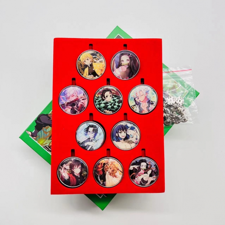 Demon Slayer Kimets Anime peripheral box brooch badge a set of 10 style A