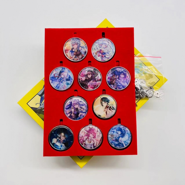 Genshin Impact Anime peripheral box brooch badge a set of 10 style B