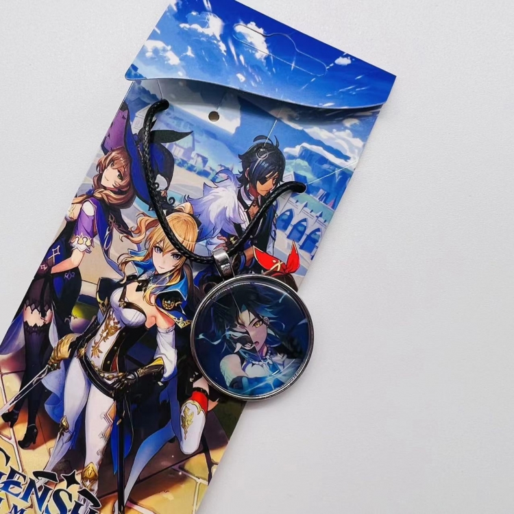 Genshin Impact Anime peripheral leather rope necklace pendant jewelry price for 5 pcs 4854