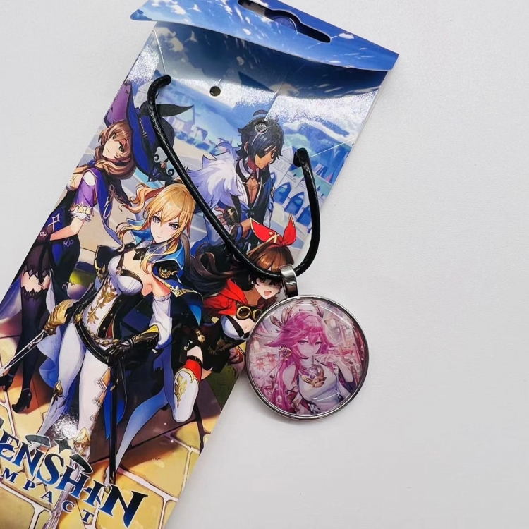 Genshin Impact Anime peripheral leather rope necklace pendant jewelry price for 5 pcs 4845