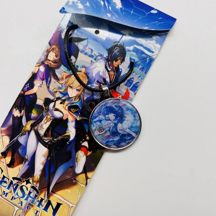 Genshin Impact Anime peripheral leather rope necklace pendant jewelry price for 5 pcs 4905