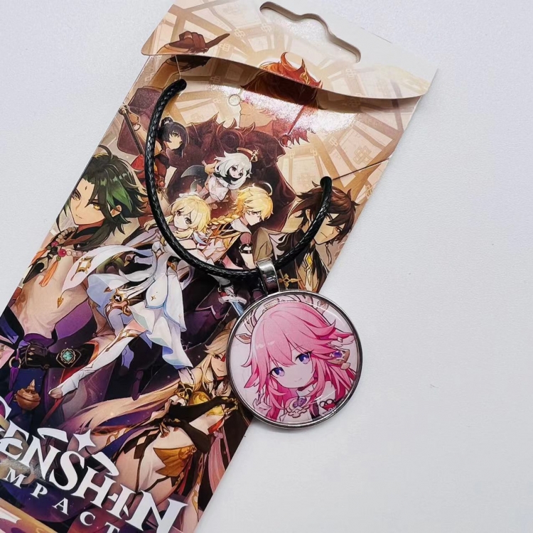 Genshin Impact Anime peripheral leather rope necklace pendant jewelry price for 5 pcs 4839
