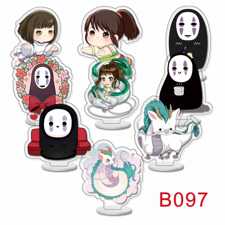 Spirited Away Anime Character acrylic Small Standing Plates  Keychain 6cm a set of 9