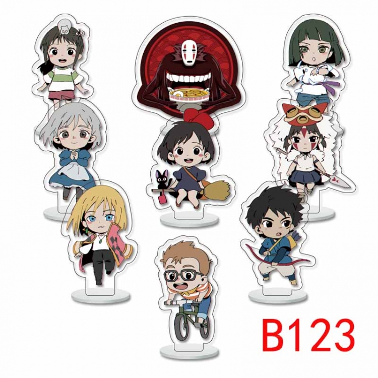 Spirited Away Anime Character acrylic Small Standing Plates  Keychain 6cm a set of 9