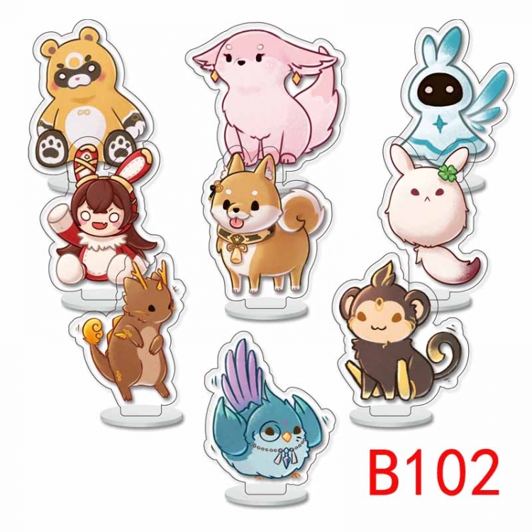 Genshin Impact Anime Character acrylic Small Standing Plates  Keychain 6cm a set of 9