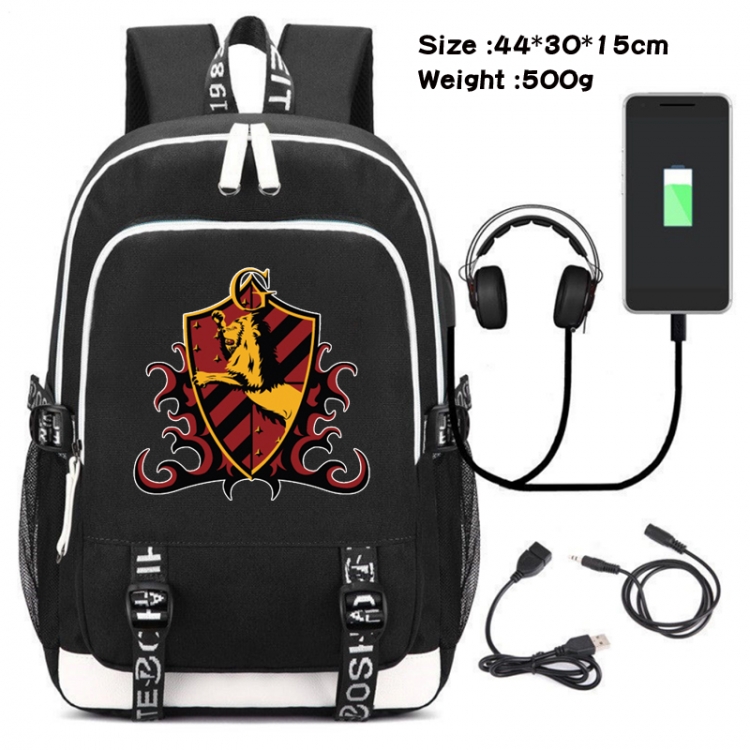 Harry Potter Canvas Double Shoulder White Zipper Data Backpack Waterproof School Bag 44X30X15CM 