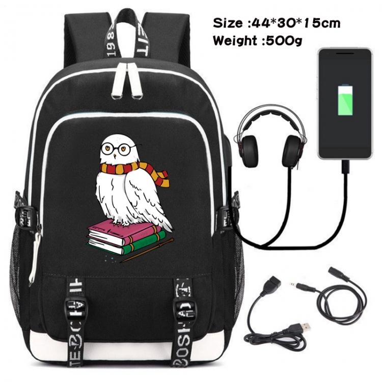 Harry Potter Canvas Double Shoulder White Zipper Data Backpack Waterproof School Bag 44X30X15CM 