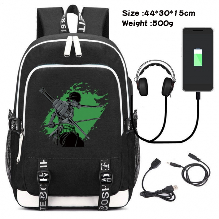 One Piece Canvas Double Shoulder White Zipper Data Backpack Waterproof School Bag 44X30X15CM 500G