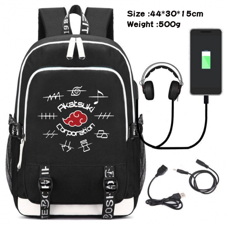 Naruto Canvas Double Shoulder White Zipper Data Backpack Waterproof School Bag 44X30X15CM  