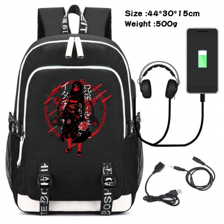 Naruto Canvas Double Shoulder White Zipper Data Backpack Waterproof School Bag 44X30X15CM  