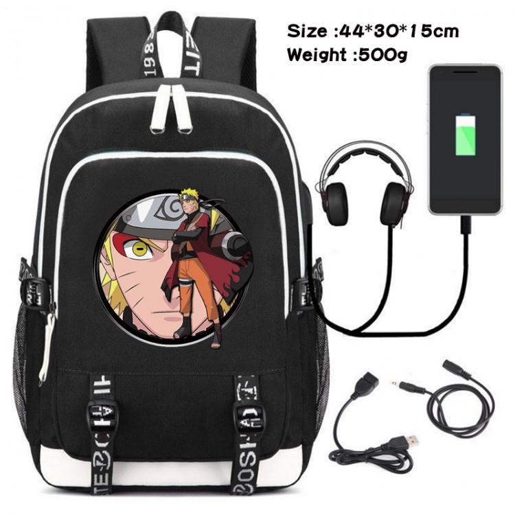 Naruto Canvas Double Shoulder White Zipper Data Backpack Waterproof School Bag 44X30X15CM  