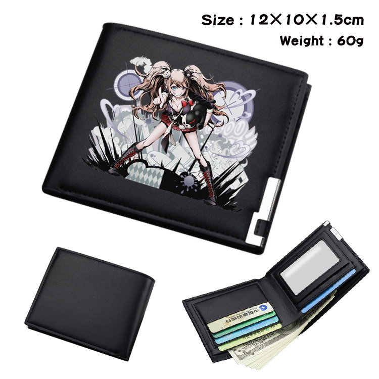 Dangan-Ronpa Anime Coloring Book Black Leather Bifold Wallet 12x10x1.5cm
