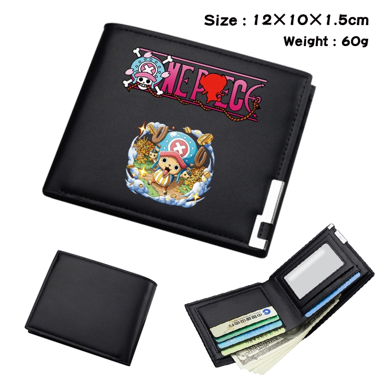 One Piece Anime Coloring Book Black Leather Bifold Wallet 12x10x1.5cm