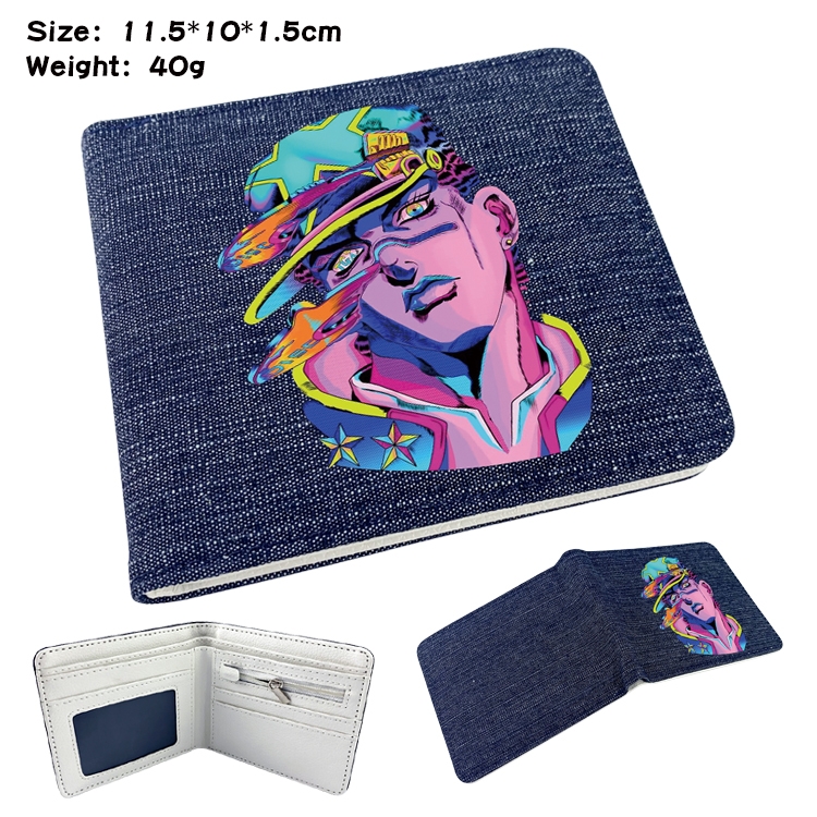 JoJos Bizarre Adventure Anime Peripheral Denim Folding Wallet 11.5X10X1.5CM 40g