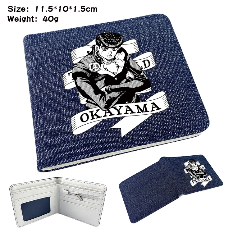 JoJos Bizarre Adventure Anime Peripheral Denim Folding Wallet 11.5X10X1.5CM 40g