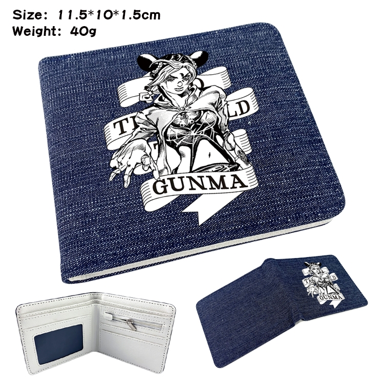 JoJos Bizarre Adventure Anime Peripheral Denim Folding Wallet 11.5X10X1.5CM 40g