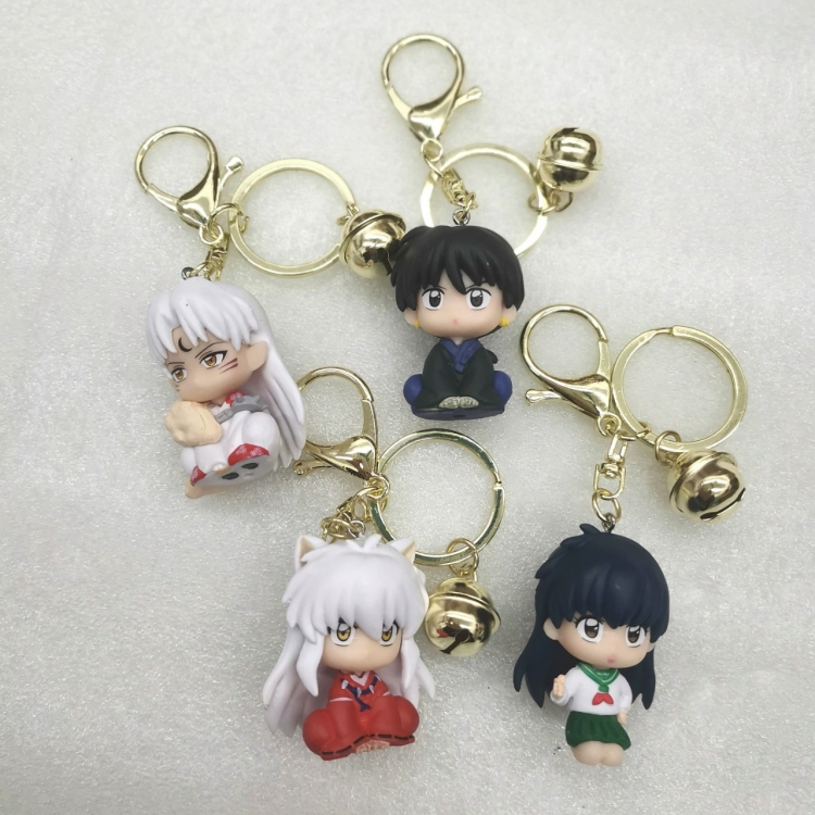 Inuyasha PVC doll bell bag pendant keychain 8CM a set of 4