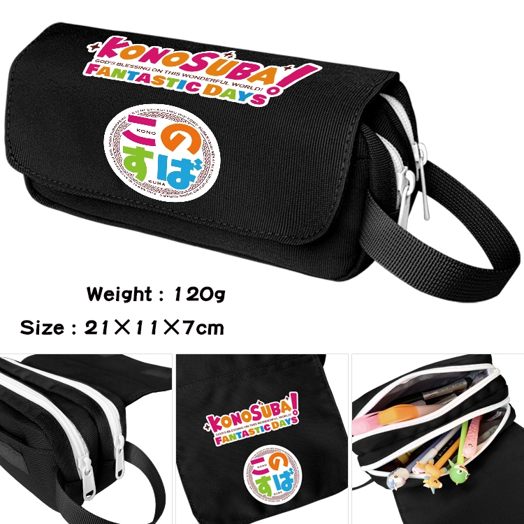 Blessings for a better world Anime Multifunctional Waterproof Canvas Portable Pencil Bag Cosmetic Bag 21x11x7cm