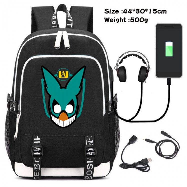 My Hero Academia Canvas Double Shoulder White Zipper Data Backpack Waterproof School Bag 44X30X15CM