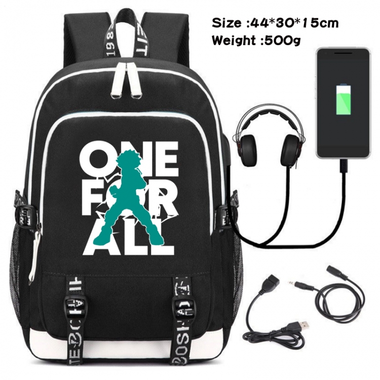 My Hero Academia Canvas Double Shoulder White Zipper Data Backpack Waterproof School Bag 44X30X15CM