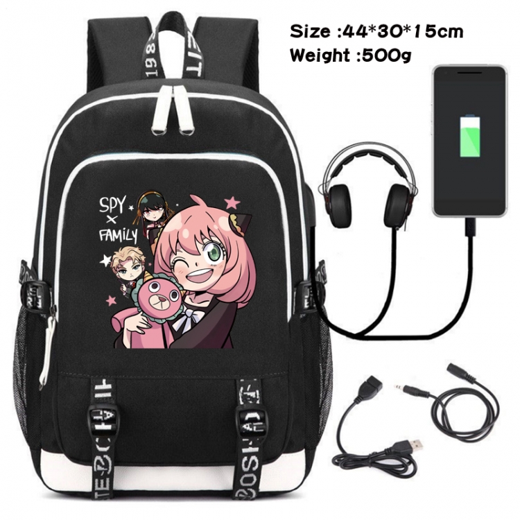 SPY×FAMILY  Canvas Double Shoulder White Zipper Data Backpack Waterproof School Bag 44X30X15CM