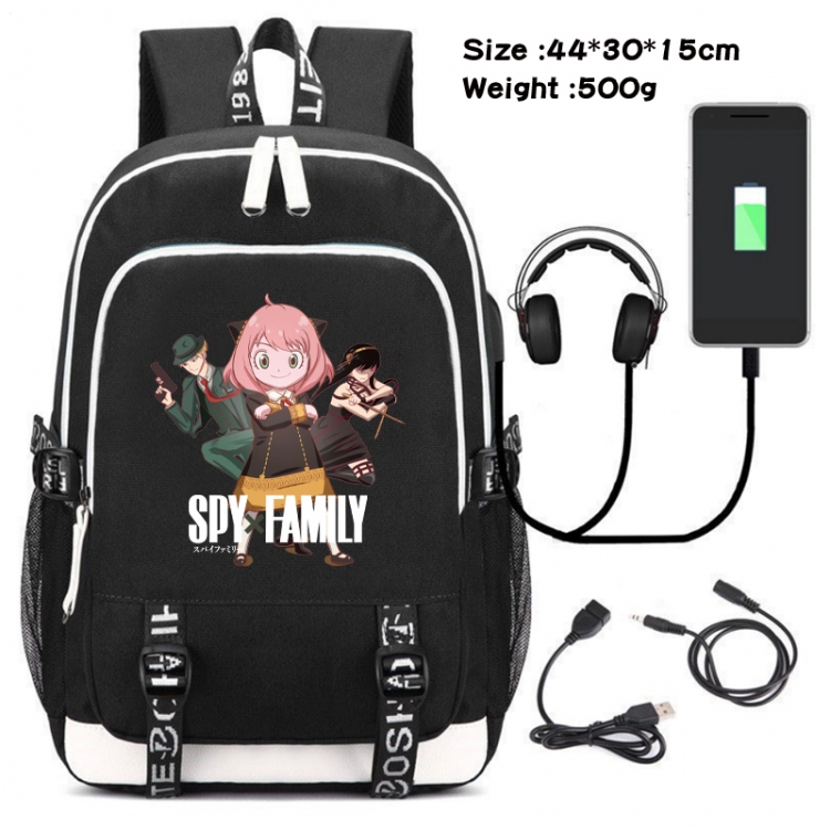 SPY×FAMILY  Canvas Double Shoulder White Zipper Data Backpack Waterproof School Bag 44X30X15CM