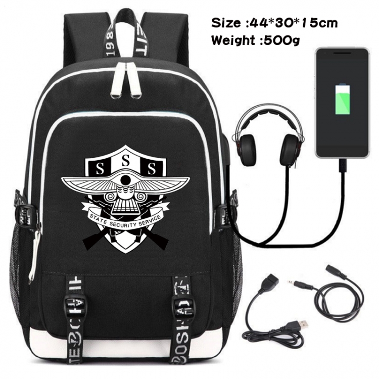 SPY×FAMILY  Canvas Double Shoulder White Zipper Data Backpack Waterproof School Bag 44X30X15CM