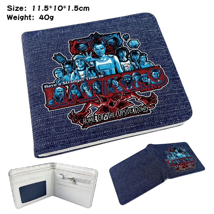 Stranger Things Anime Peripheral Denim Coloring Book Wallet 11.5X10X1.5CM 40g
