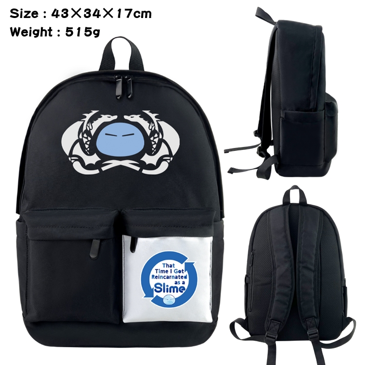 That Time I Got Slim Anime Black and White Classic Waterproof Canvas Backpack 43X34X17CM