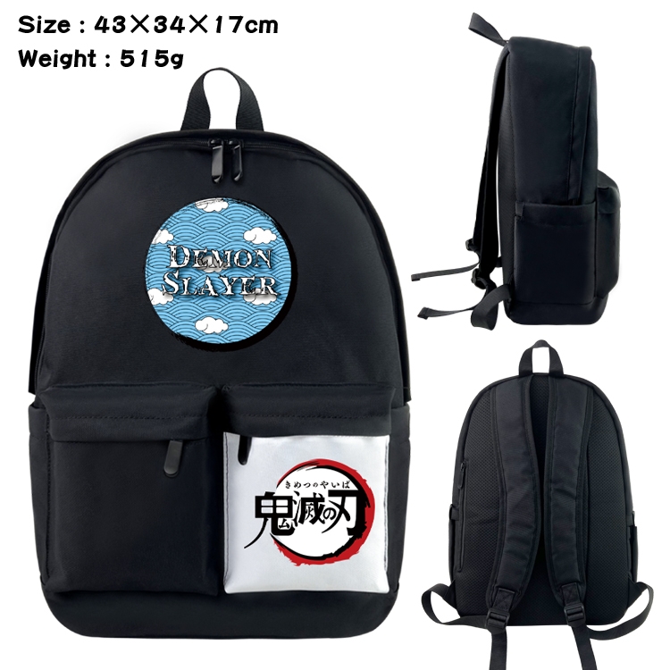Demon Slayer Kimets Anime Black and White Classic Waterproof Canvas Backpack 43X34X17CM