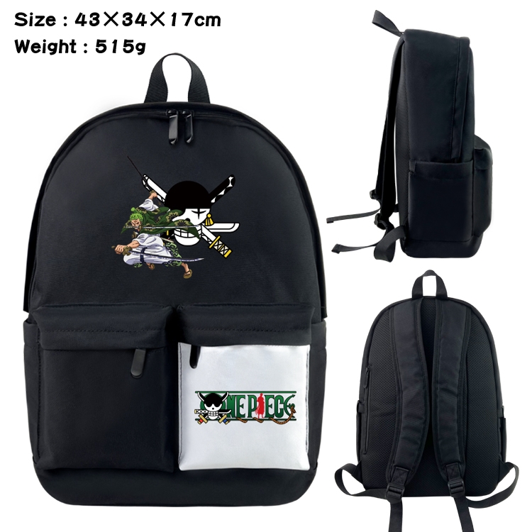 One Piece Anime Black and White Classic Waterproof Canvas Backpack 43X34X17CM