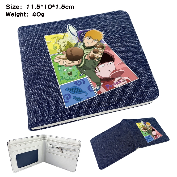 Mob Psycho 100 Anime Peripheral Denim Coloring Book Wallet 11.5X10X1.5CM 40g