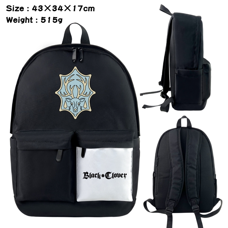 black clover Anime black and white classic waterproof canvas backpack 43X34X17CM
