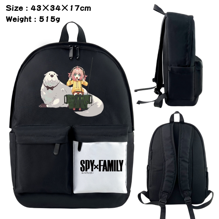 SPY×FAMILY Anime Black and White Classic Waterproof Canvas Backpack 43X34X17CM