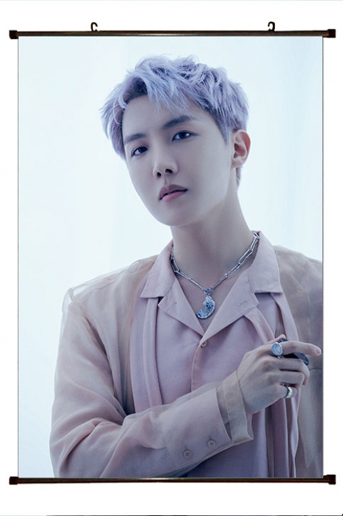 BTS movie star black Plastic rod Cloth painting Wall Scroll 60X90CM BS-1434