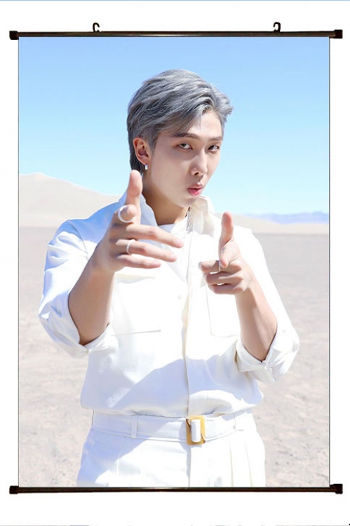 BTS movie star black Plastic rod Cloth painting Wall Scroll 60X90CM BS-1453