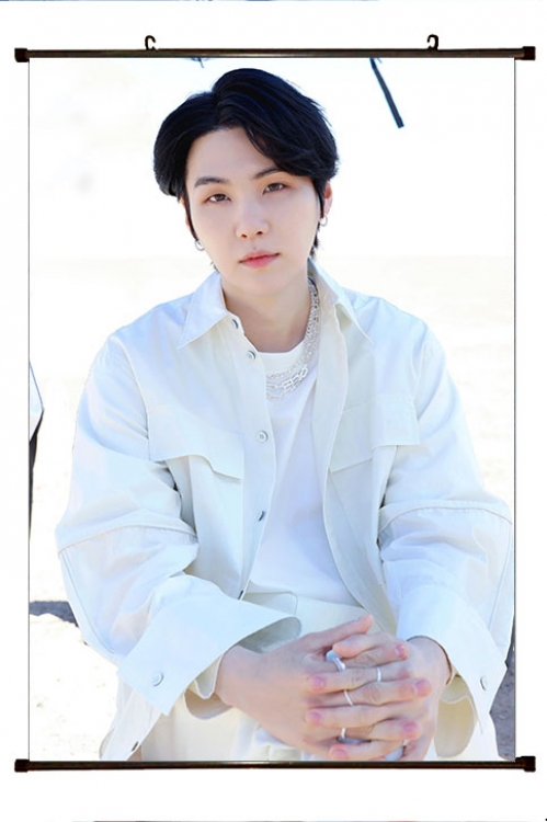 BTS movie star black Plastic rod Cloth painting Wall Scroll 60X90CM   BS-1449