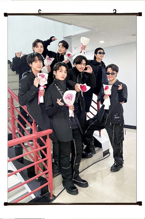 BTS movie star black Plastic rod Cloth painting Wall Scroll 60X90CM BS-1461