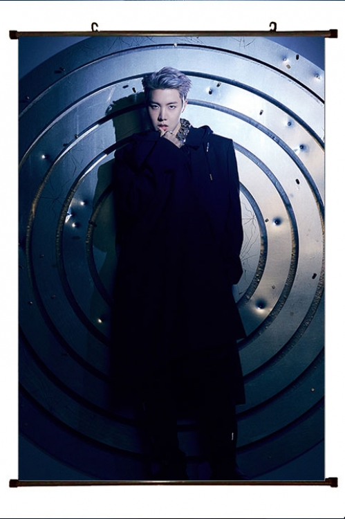 BTS movie star black Plastic rod Cloth painting Wall Scroll 60X90CM  BS-1412