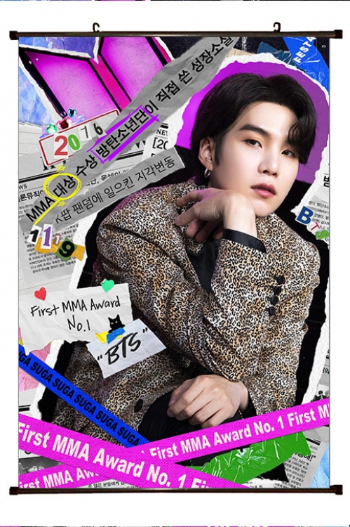 BTS movie star black Plastic rod Cloth painting Wall Scroll 60X90CM  BS-1491