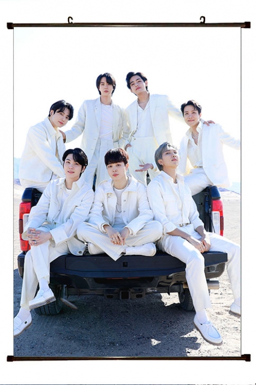 BTS movie star black Plastic rod Cloth painting Wall Scroll 60X90CM   BS-1455