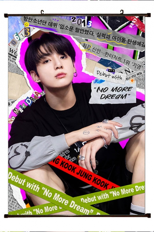 BTS movie star black Plastic rod Cloth painting Wall Scroll 60X90CM BS-1472